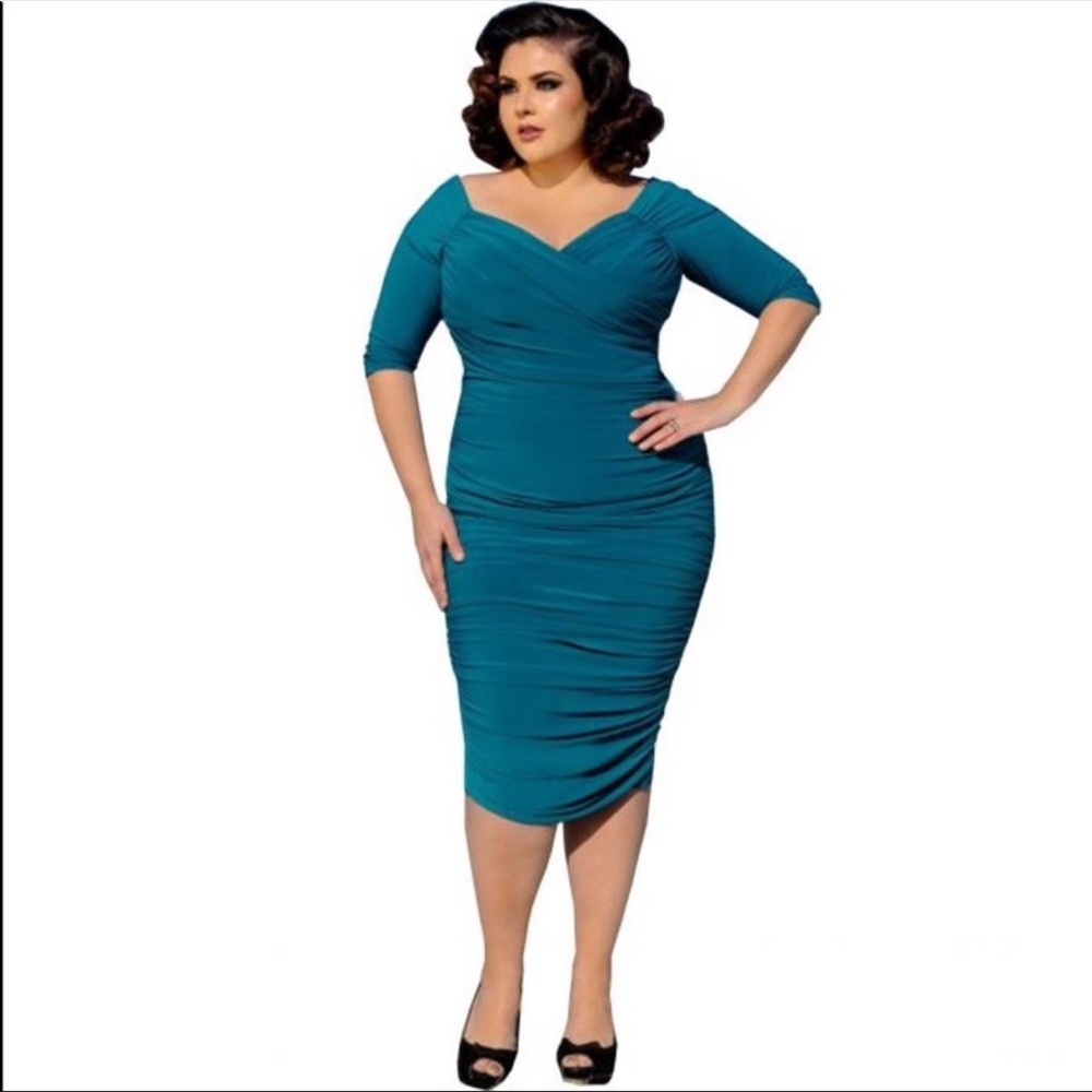 RARE FIND - Teal Laura Byrnes Monica Wiggle Dress 3x